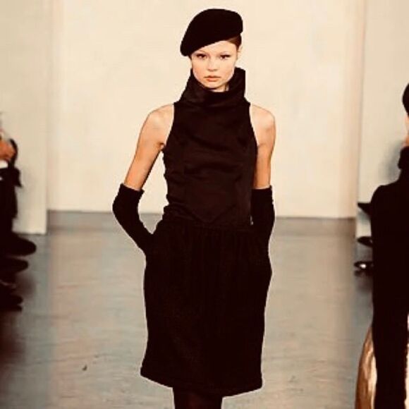 Ralph Lauren Fall Runway Collection Chocolate Brown Silk Funnel Neck Dress - Picture 12 of 16